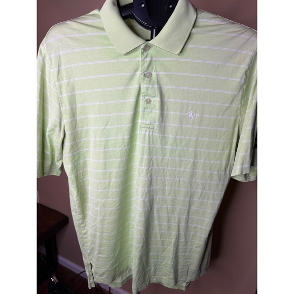 Polo Golf Ralph Lauren Other - Polo Golf Ralph Lauren Mens Medium Pima Cotton Striped Polo Shirt Green PGA Logo